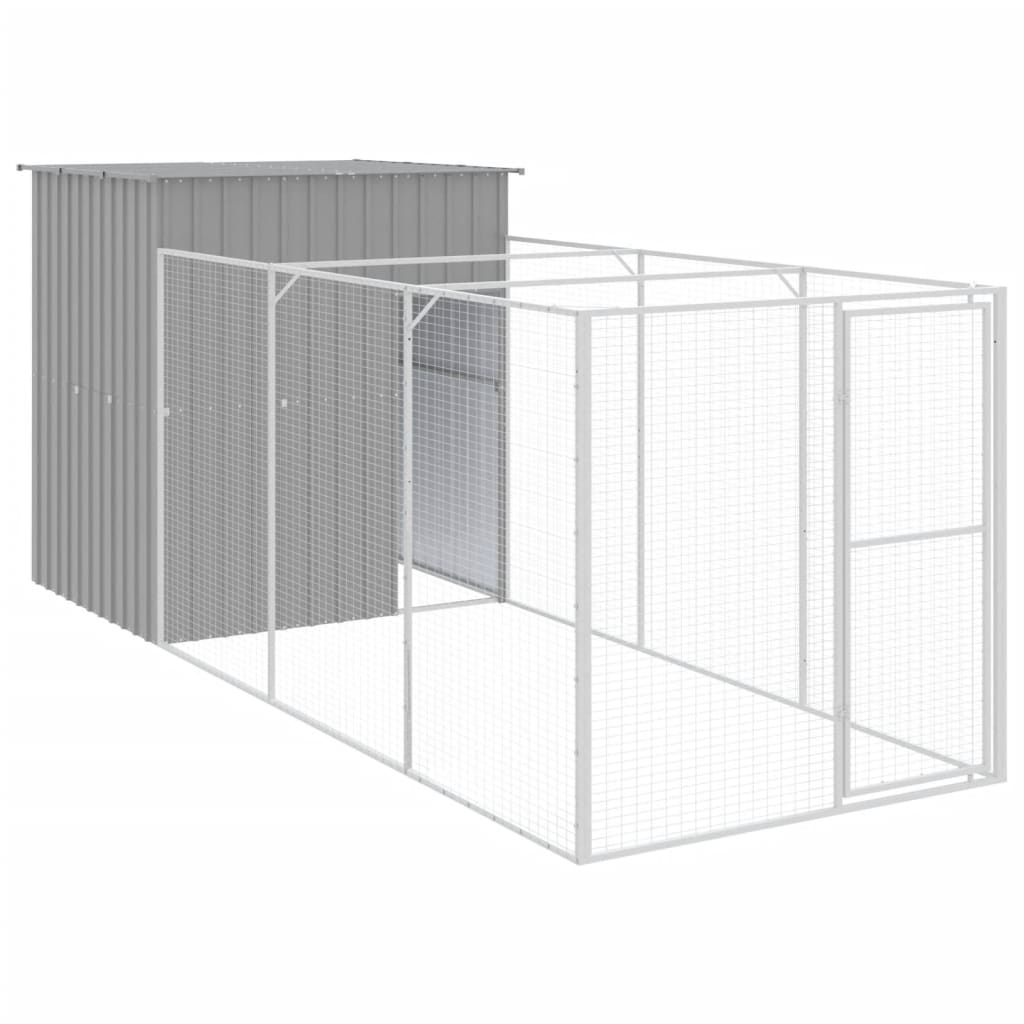 Vidaxl Buda Dla Psa, Z Wybiegiem, Jasnoszara, 165X455X181 Cm, Stal