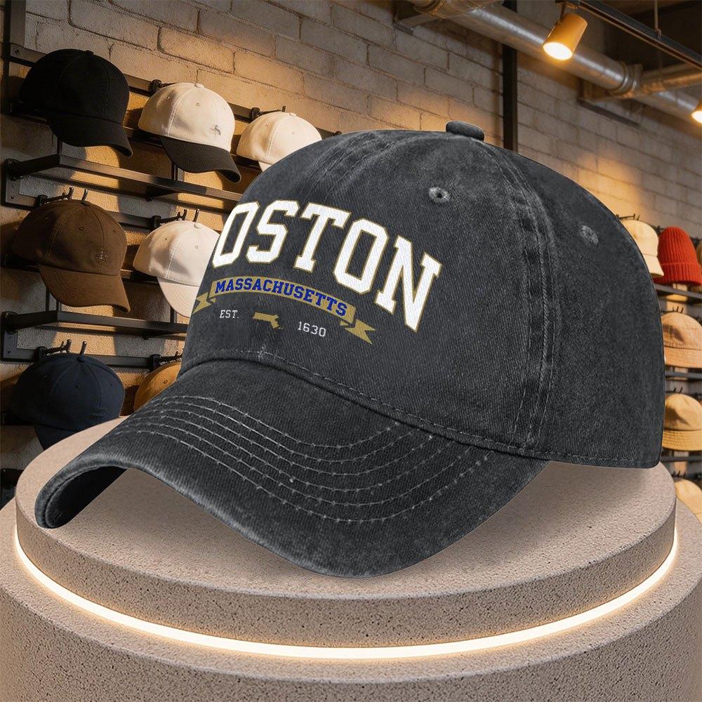 Boston Massachusetts Printed Duckbill Baseball Cap Adjustable Casual Outdoor Hat for Bachelorette Parties