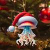 1Pcs Christmas Tree Decoration Santa Claus 2D Flat Acrylic Animal World Christmas Day Party Pendant Christmas Car Accessories