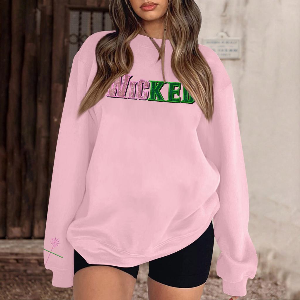 Женская повседневная модная блузка с длинным рукавом и круглым вырезом с принтом и пуловером