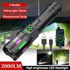 Powerful Strong Light Flashlight LED Portable Flashlight Type-C Charging Output Zoom Aluminum Alloy Outdoor Handlamp For Camping