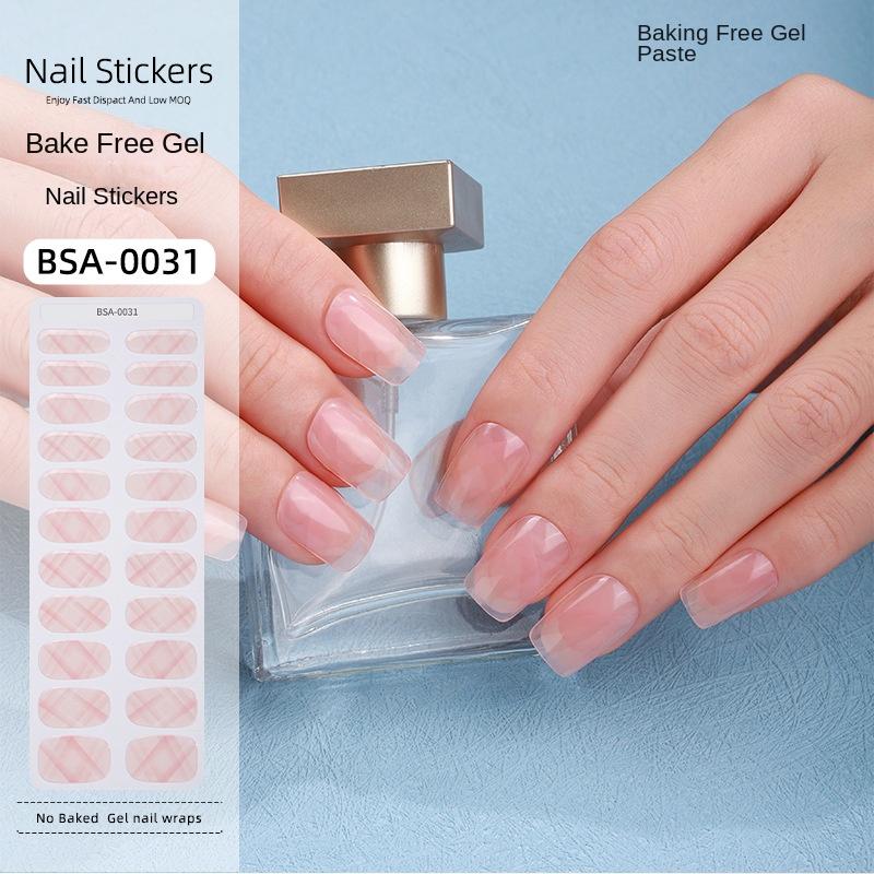 Bake-free Gel Manicure Stickers French Onion Powder Semi-cured Nail Stickers