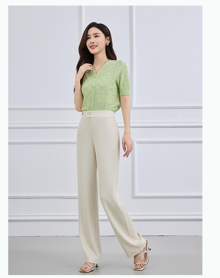 Summer thin and simple straight leg casual pants for women