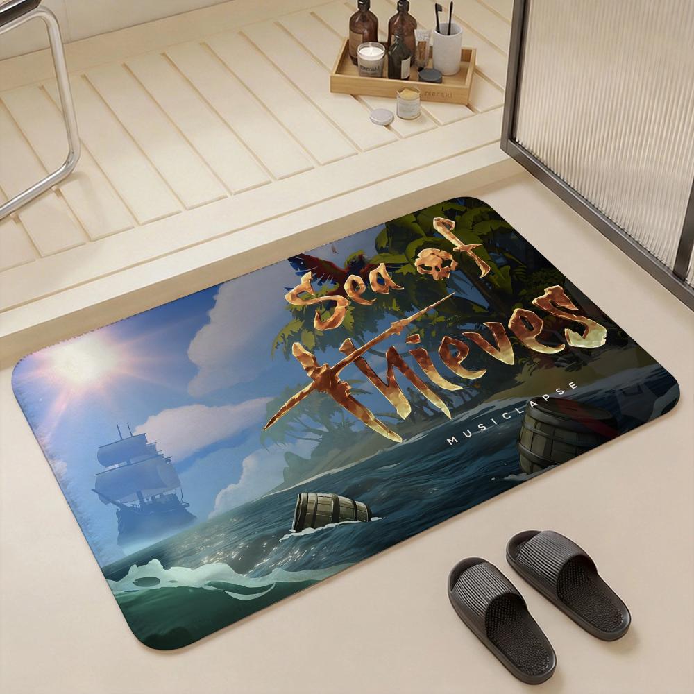 Game G Sea of Thieves Floor Mat Eco Flannel Doormat Non Slip Odorless Indoor Floor Rug Soft Short Plush Home Mat