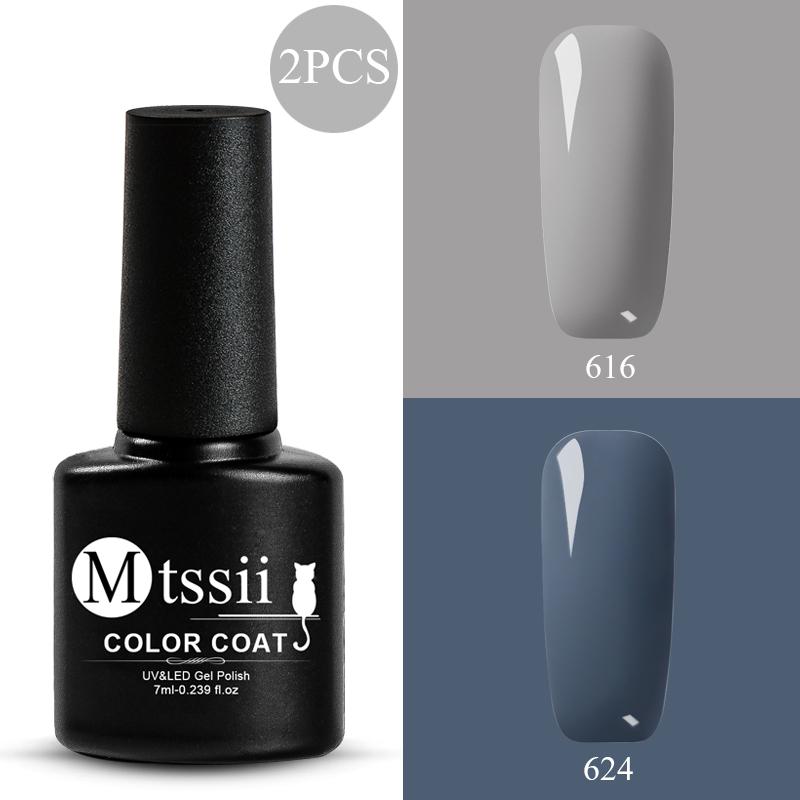 Mtssii 7ml Semi Permanent 3D Soak Off UV Gel Polish Set for Manicure Hybrid Nail Art Decoration