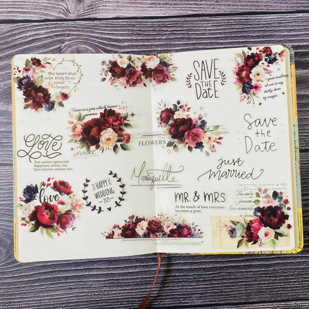 15pcs PET Flowers-themed Sticker Set for Scrapbooking, Collage Decoration, Magazines, Photo Albums, and Card Making
