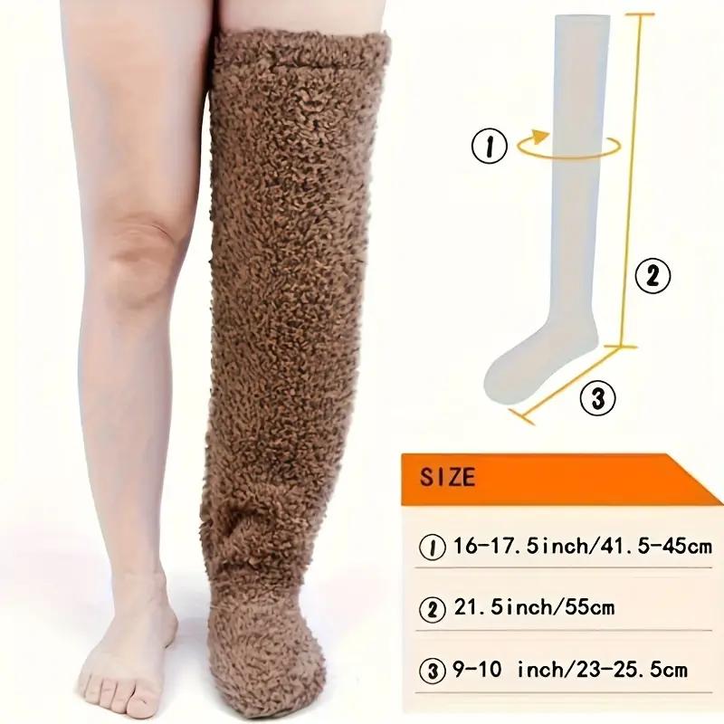 Thick Goose Down Leg Warm Knee Pad Socks Pregnant Women Elderly Cold Leg Teddy Bear High Long Floor Socks Warm Feet