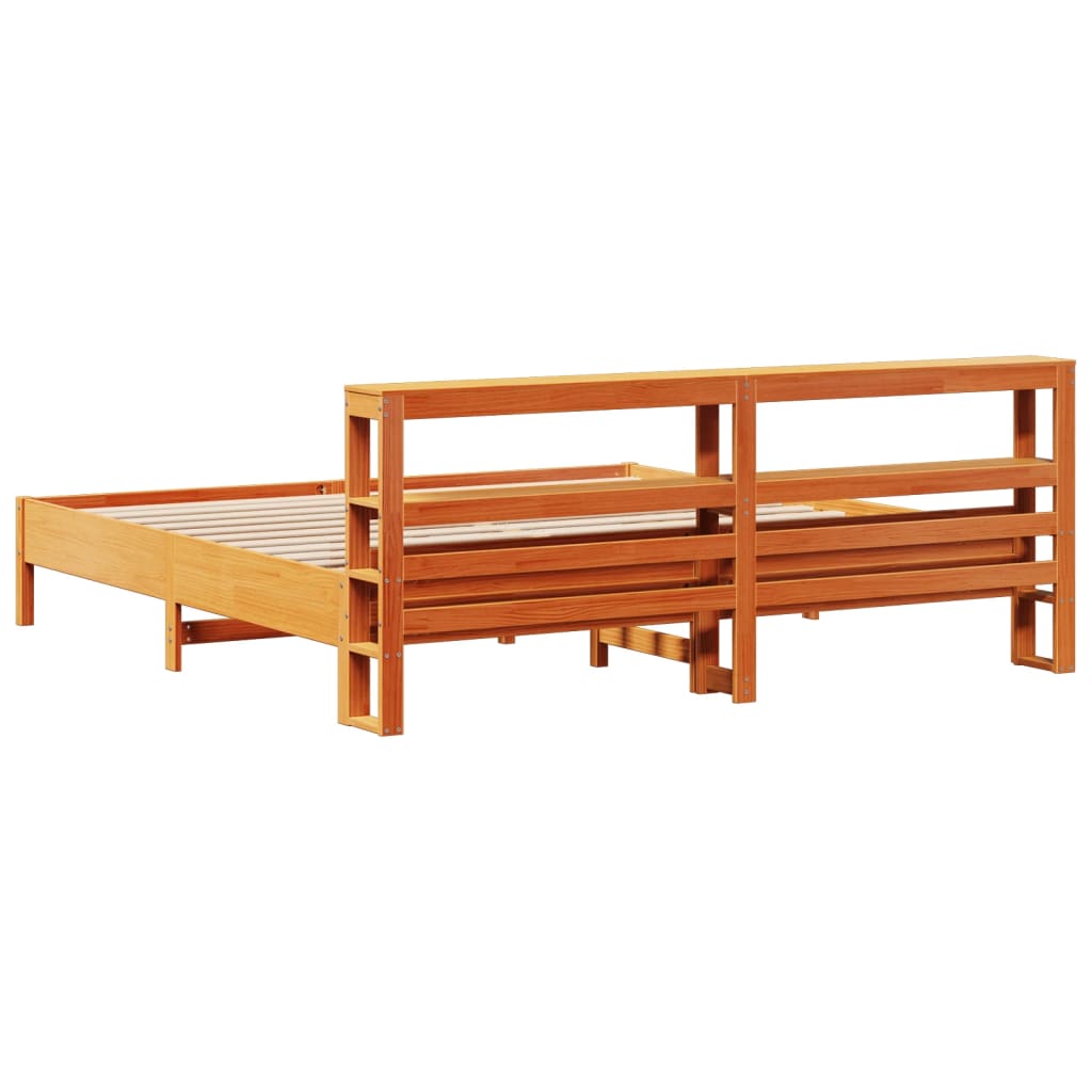 Solid Wood Bed without Mattress Wax Brown 200x200 cm Pine Wood