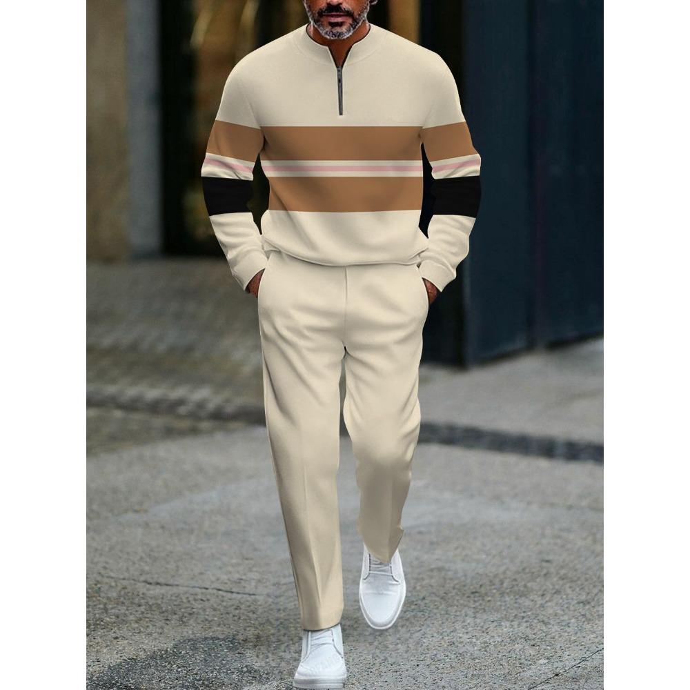 Весенне-осенняя модная уличная одежда Мужской комплект из двух предметов с длинными рукавами, на молнии до середины, со стойкой, мужская повседневная спортивная одежда