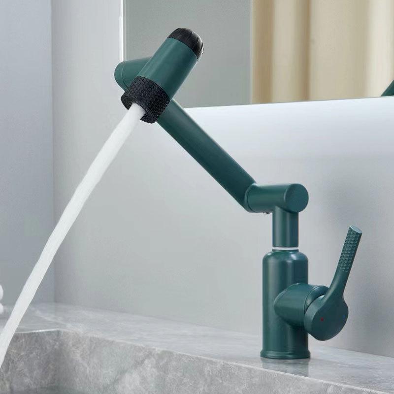 Белый Универсальный Вращающийся Смеситель для Раковины в Ванной Комнате Механический Рычаг Умывальник Одно отверстие Одинарная Ручка Смеситель для Горячей и Холодной Воды