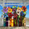1Pc 2D Flat Flower Book Acrylic Hanging Decoration Library Book Window Bookish Library Decoration
