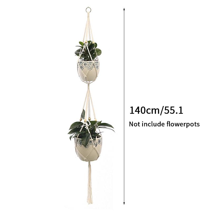 Macrame Hanging Baskets Woven Cotton Handmade Flower Basket Wall Plant Hanger Pot Indoor Bonsai Balcony Knotted Lifting Rope
