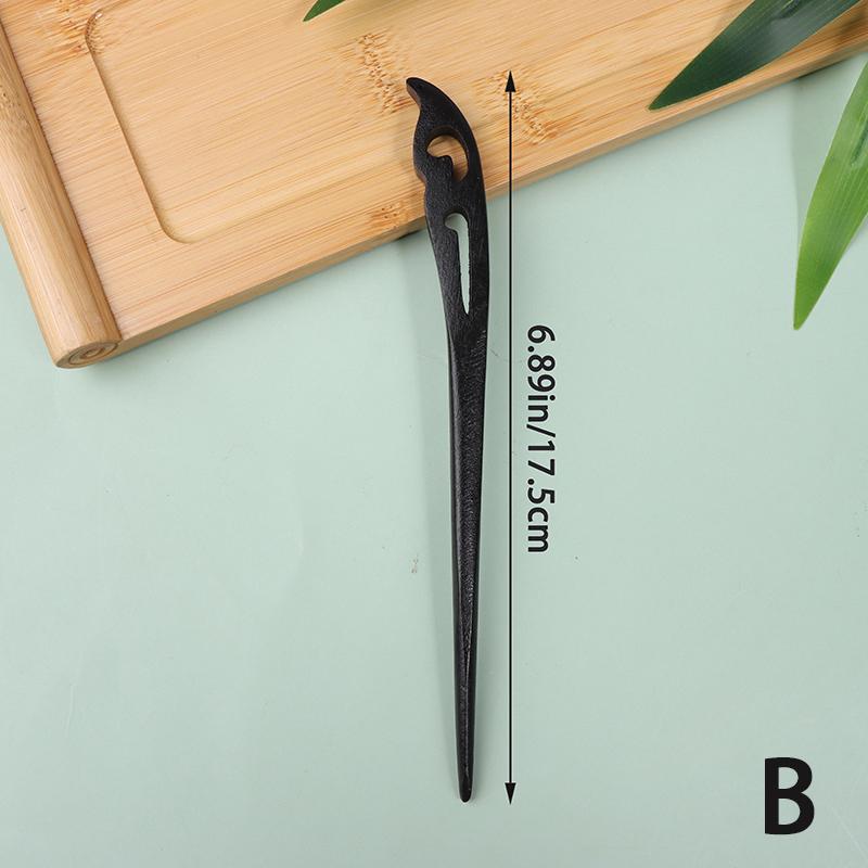 Традиционные деревянные черные палочки для волос в китайском стиле, заколки для волос, резная деревянная вилка для волос, винтажные палочки для еды, головные уборы для женщин, ювелирные изделия