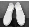 Men's Casual Cowhide Leather White Loafers - Stylish & Versatile for Spring and Autumn