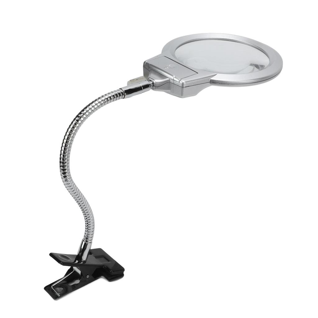 LED Illuminating Magnifier with Clamp Optical Lens Adjustment Hose Magnifying Glass with 2 LEDs for