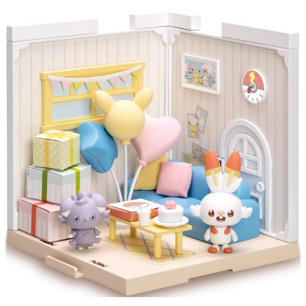 Takara Tomy Plastic Pokemon PokePeace House Lounge Scorbunny Espurr & (Girls' Version)