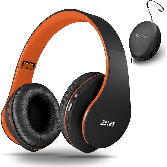 ZIHNIC Bluetooth Headphones Over-Ear, Foldable Wireless and Wired Stereo Headset Micro SD/TF, FM for Cell Phone,PC,Soft Earmuffs &Light Weight for