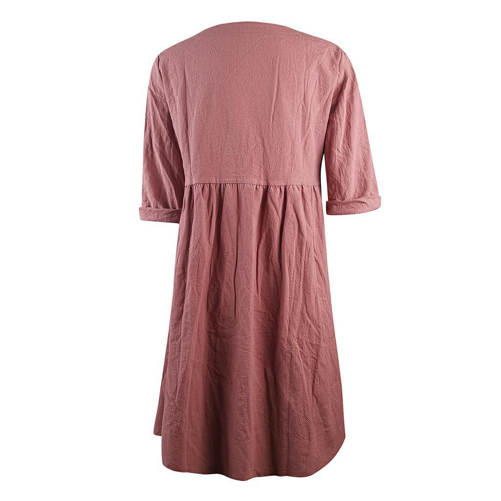 GMXIA Летнее платье средней длины с рукавами 3/4 и V-образным вырезом