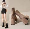 2026 Women's Fashion High-heeled Boots Winter New British Style Soft Sole Anti-slippery Versatile Keep Warm Leather Shoes