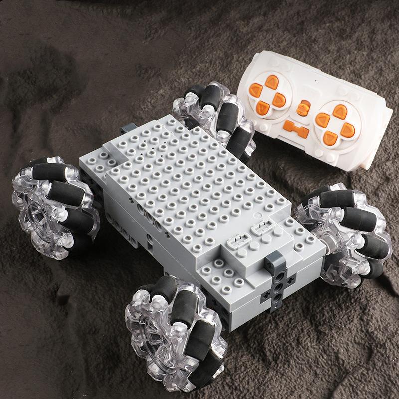 Технический MOC EV3 Колеса Меканум 4WD Электрический Строительный Блок RC Транспортное Средство Универсальные Всенаправленные Шины Образовательные Игрушки Подарки