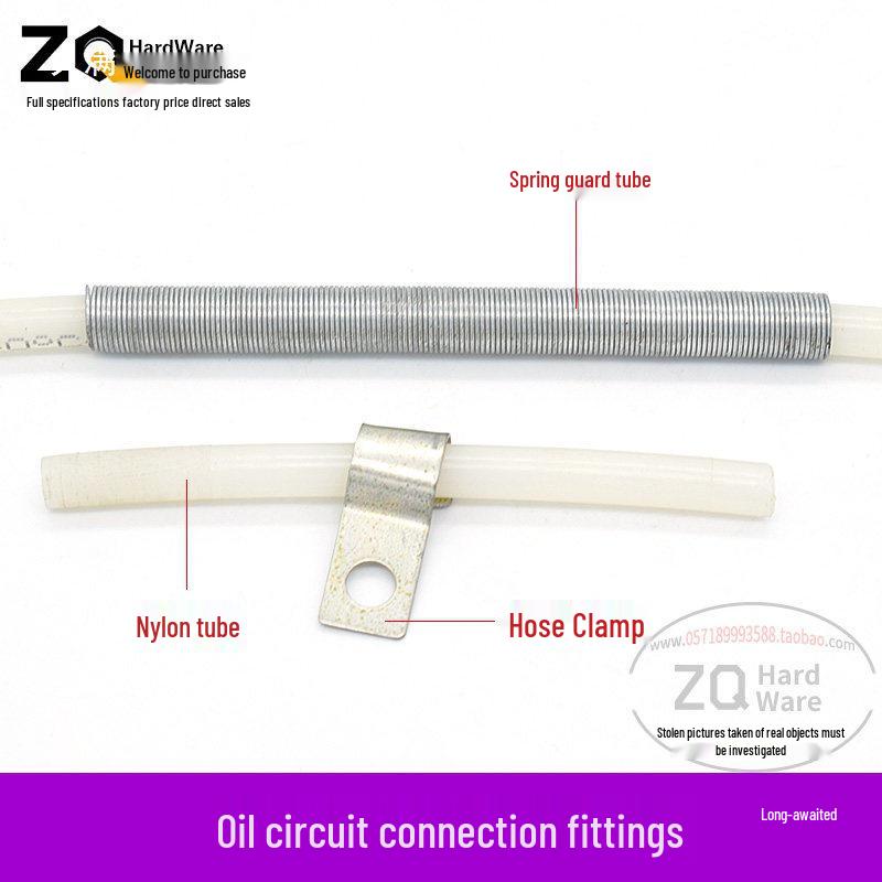 Oil Circuit Distributor Set: Nylon Tube, Copper Double-Ended Plug, Bushing, Inner Snap Ring (810x1 to 1/4), 68mm.