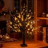 22" Berry Blossom Twinkling Tree with Lights 24 LED Lighted Branches Artificial Christmas Tabletop Bonsai Lamp for Living Room Bedroom Home Decor