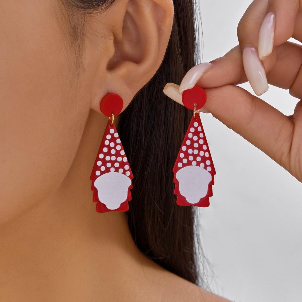 Рождественские Акриловые Розовые Дед Мороз Снеговик Звезда Елка Висячие Серьги Милые Праздничные Украшения Для Женщин Мужчин Подарок