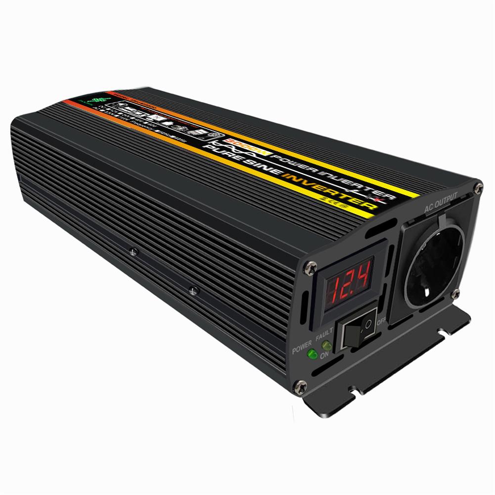 Автомобильный инвертор DC 12V в AC 220V со светодиодным дисплеем, автомобильный преобразователь напряжения, инвертор цифровой мощности с чистой синусоидой, штекер EU для автомобиля, автодома, фургона