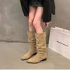 Fashion 2024 Winter High Quality Women's Boots Pointed Toe Solid Color Comfortable and Versatile Thick Heel Women's High Fashion Boots
