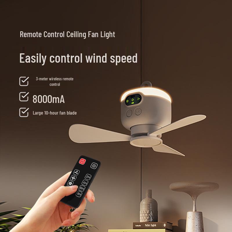 USB Rechargeable Portable Fan with Remote Control for Camping, Dorms, and Outdoor Use