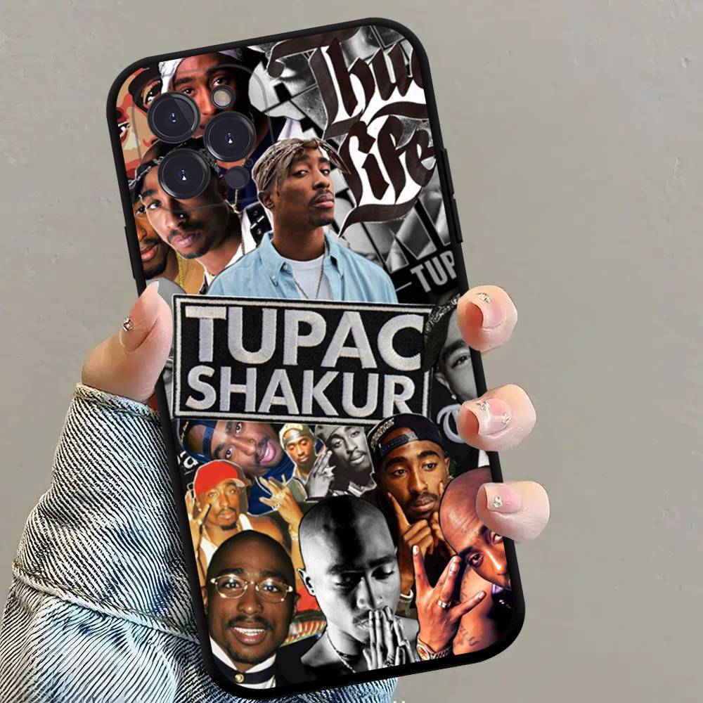 Чехол для телефона из черного силикона TPU с изображением рэпера 2Pac, певца Tupac, для iPhone 17 Air 16 15 14 13 12 Pro 11 Pro Max Plus