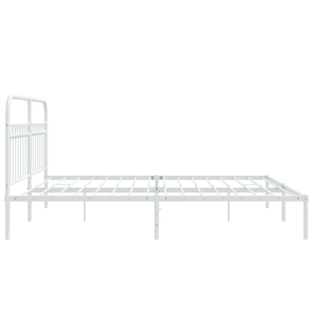 Metal Bed Frame with Headboard White 183 x 213 cm