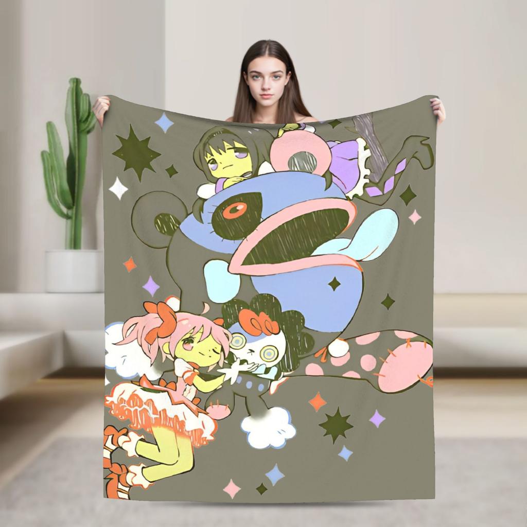 Puella Magi Madoka Magica Blanket Fleece Air Conditioning Cartoon Breathable Soft Throw Blankets for Home Plush Thin Quilt