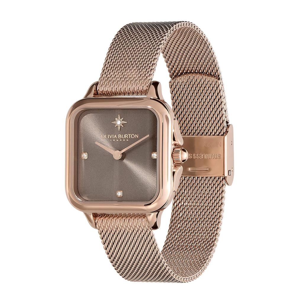 Авторизованный дилер Olivia Burton Watch Ladies 24000088 Classic 28mm Grosvenor Mushroom Carnation Gold Mesh Watch [OLIVIA BURTON] &