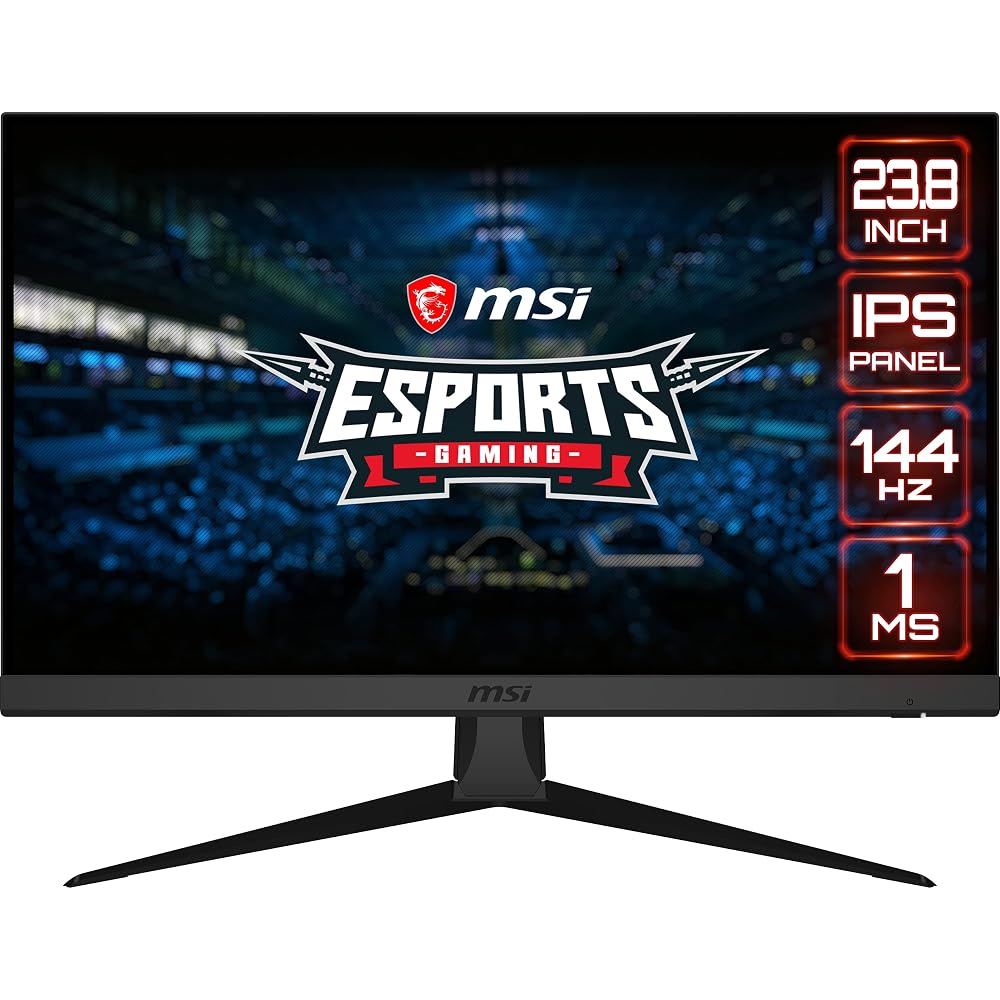 MSI G242 24-inch Gaming Monitor, 1920 x 1080 (FHD), IPS, 1ms response time, 144Hz refresh rate, FreeSync, HDMI, DisplayPort, Tilt