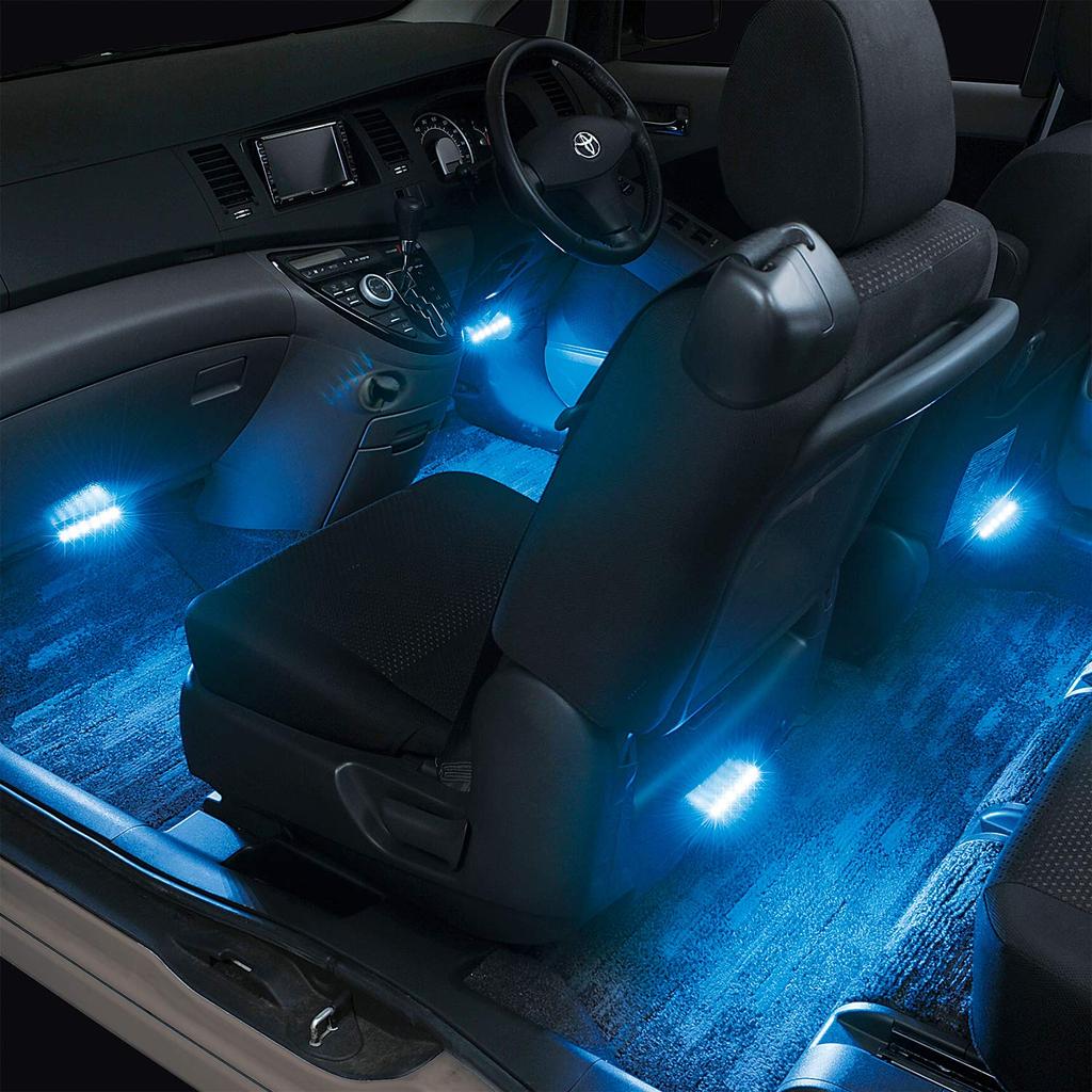 SEIWA USB Freestyle Illumination F302 Blue LED Car Illumination Light, USB, 4-Pack