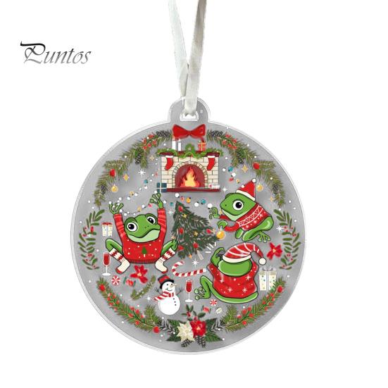 Рождественское украшение в виде животного, 2D, плоское акриловое украшение, мультяшная шапка Санты, подвесное украшение в виде животного для каминной полки рождественской елки