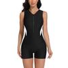 CHARMLEAKS Athletic One Piece Swimsuits for Women Zipper Up Bathing Suits Modest Boyleg Swimwear