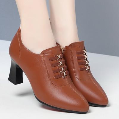 Осенние женские туфли на высоком каблуке, новые женские ботильоны с боковой молнией, женские мягкие туфли из микрофибры, модные туфли на шпильках с острым носком