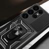 Etui Pancerne Hybrid Armor Camshield Z Osłoną Aparatu I Metalowym Ringiem Do Samsung Galaxy S25 Ultra - Czarne