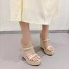 Fashion Sexy Peep Toe PVC Transparent Wedge Hige Heel Slippers for Women 2024 Summer New Bling Solid Platform Sandals Elegant Party Shoe