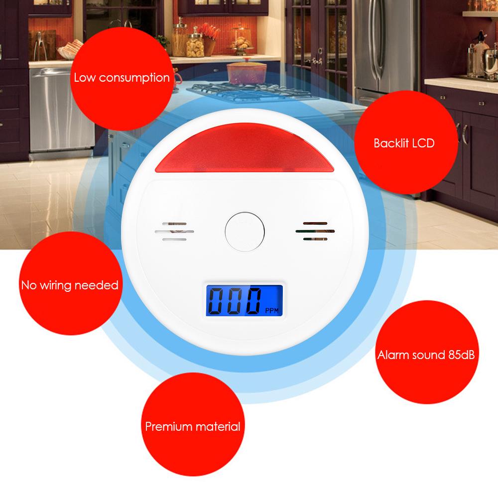 Carbon Monoxide Detector Alarm LCD Display Peak Memory Battery Operated Not Hardwired CO Detector Alarms Sensor