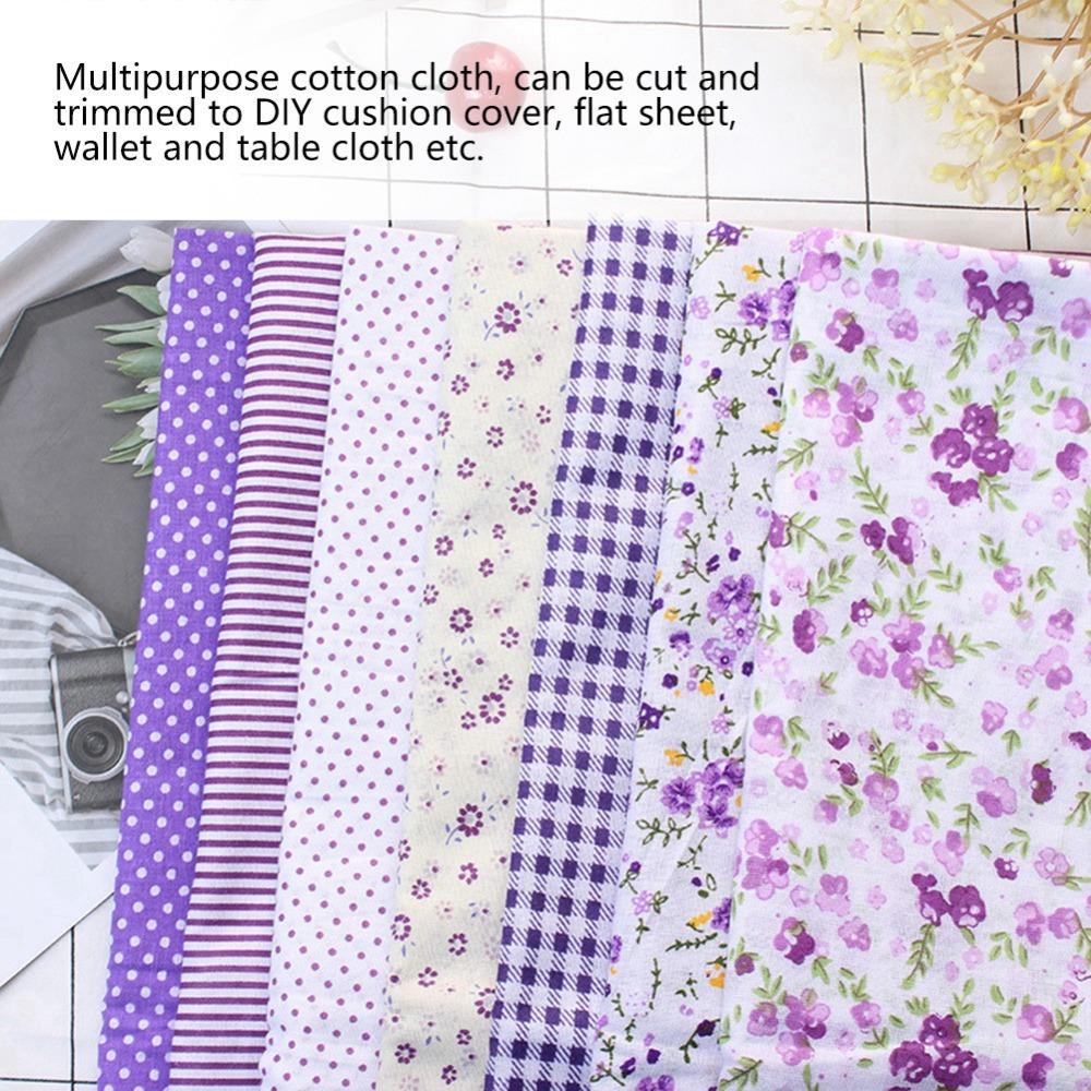7Pcs 7 assorted styles Floral Cotton Fabric Purple floral pattern Fabric Bundle Quilt making