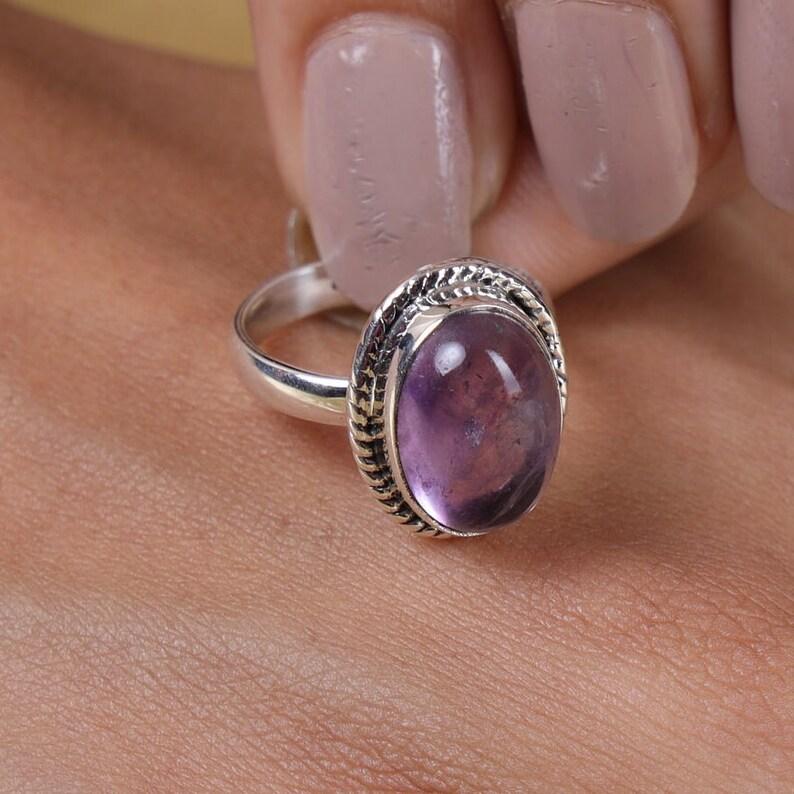 Amethyst Gemstone Ring, Handmade Designer Ring, Statement Ring, Oval Ring, Unisex Gift, Silver Jewelry, 925 Sterling Silver