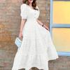 ZANZEA Women Elegant Lace Patchwork Summer Casual Half Sleeve Long Dress