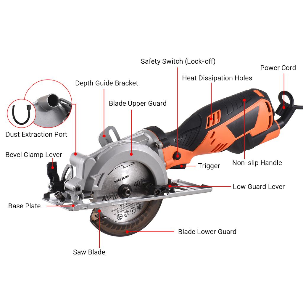 4.8A 580W Mini Circular Saw 3500RPM Electric Saw with 24T 40T Blades for Wood Plastic Max Cutting Depth 1 11 16   (90