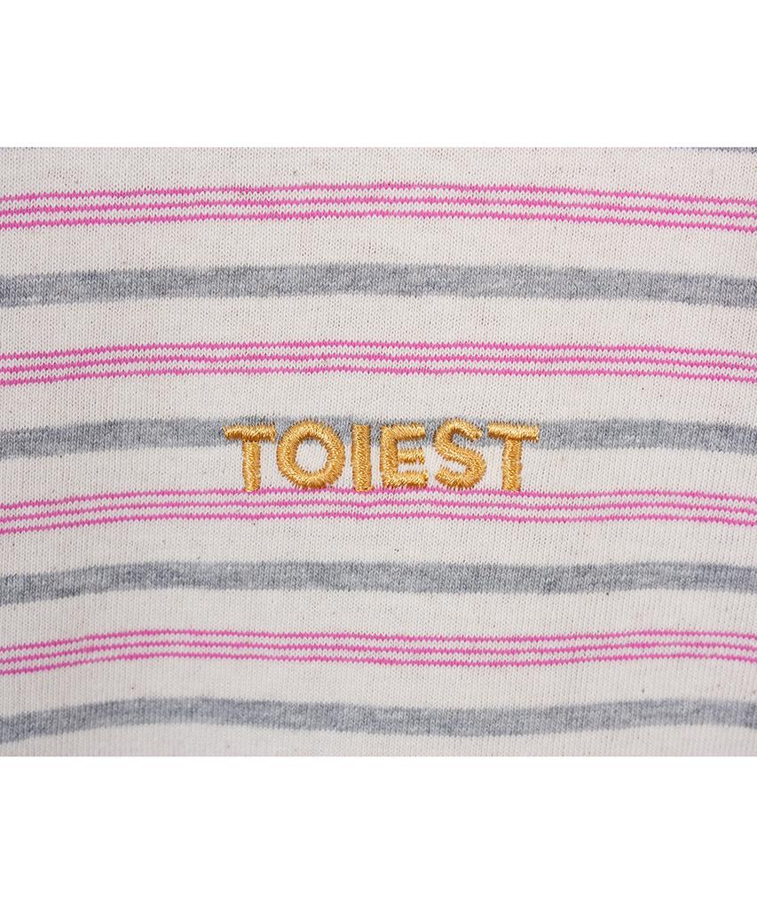 TOIEST Striped Long Sleeve T-Shirt Gray