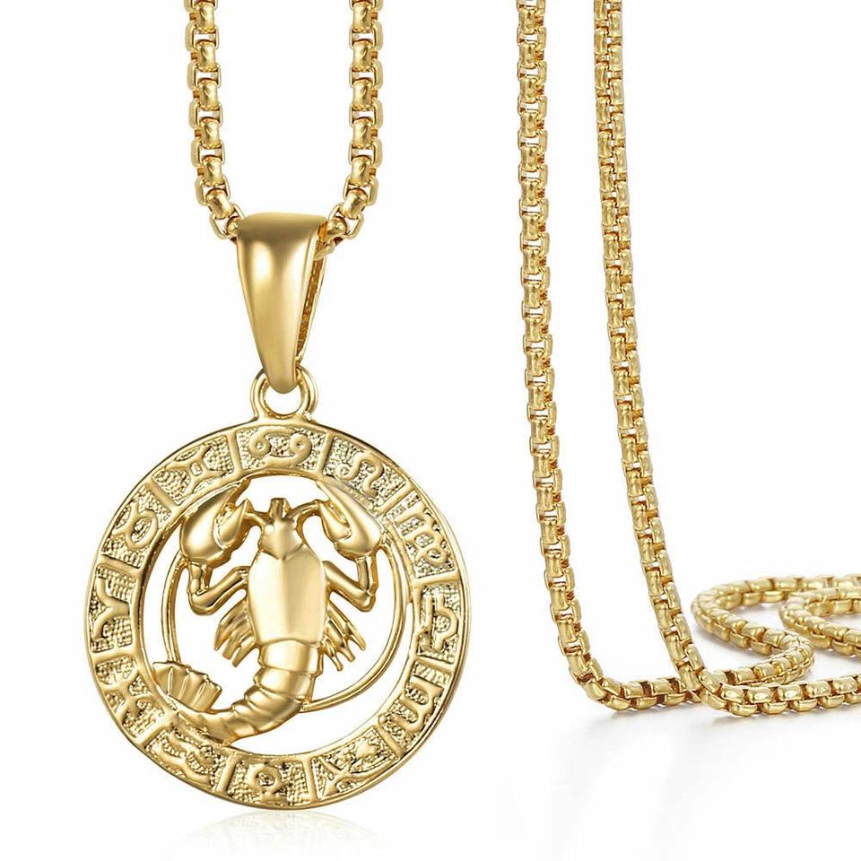 Кулон 12 Знаков Зодиака Ожерелье из нержавеющей стали Женские и мужские украшения Подарочные аксессуары