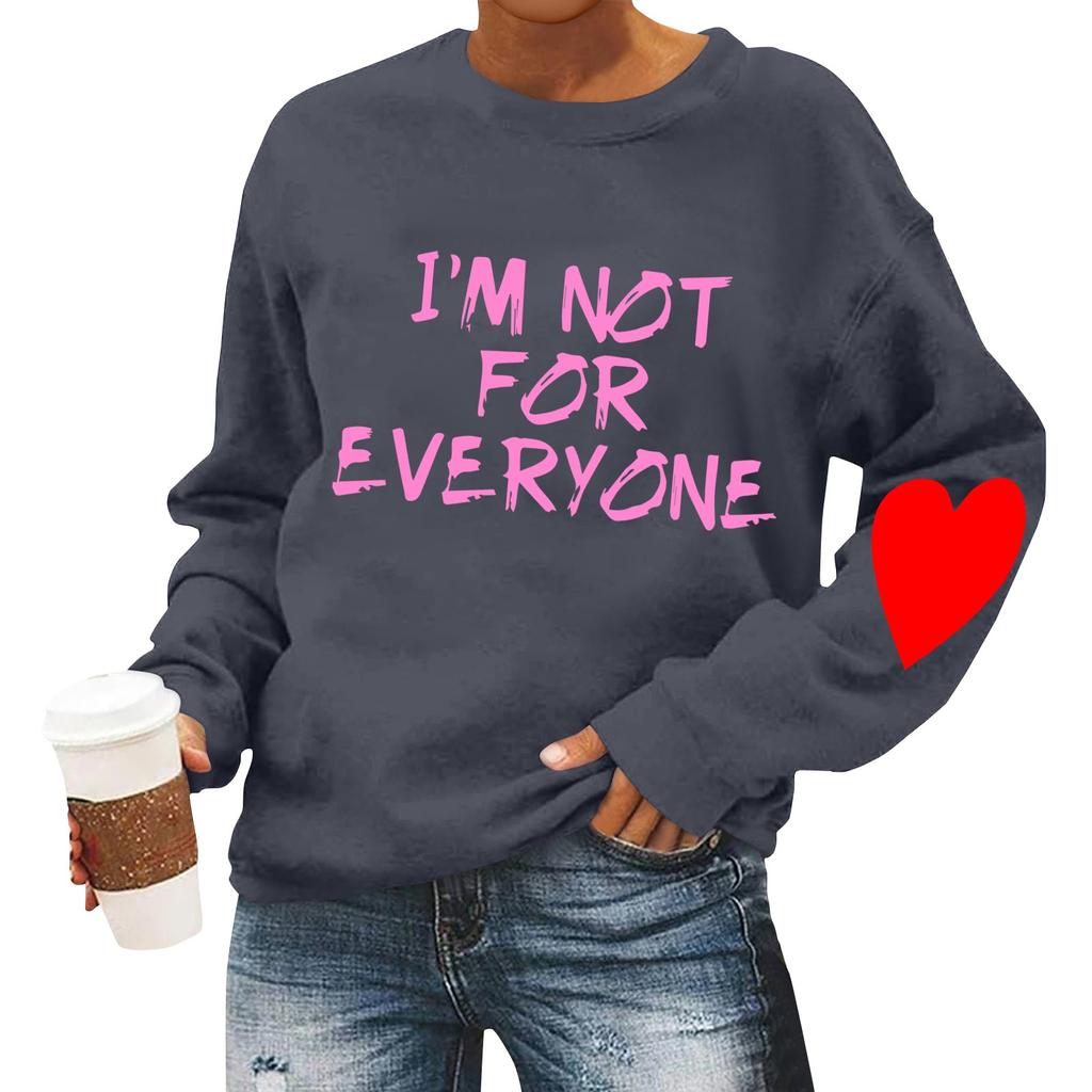 Женская повседневная мода ко Дню святого Валентина с принтом, длинным рукавом, круглым вырезом, толстовки, пуловеры, топы