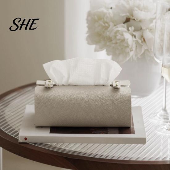 Multipurpose Tissue Organizer Faux Leather Box, Minimalist Napkin Holder for Living Space Saving Storage Box Room Desk, Decorative Dispenser